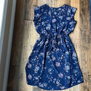 Flirty navy and pink paisley dress